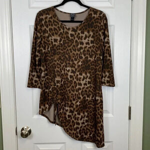 Clara Sun Woo leopard print asymmetrical hem tunic top sz sm
